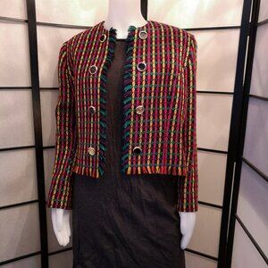 Vintage 80's Colourful Blazer with Fringe by Jax Canada